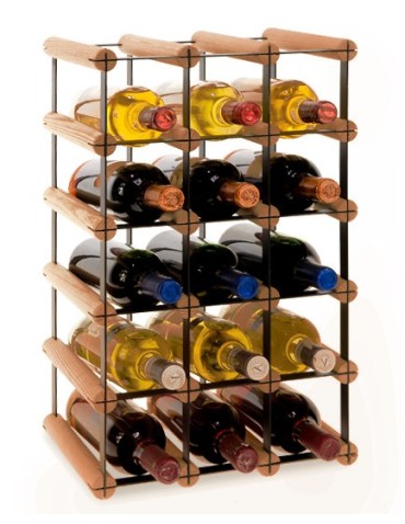 Regały - Stojak na 15 Butelek Szklanych/ PET — RW-8/ 3x5 — Brązowy - product 5