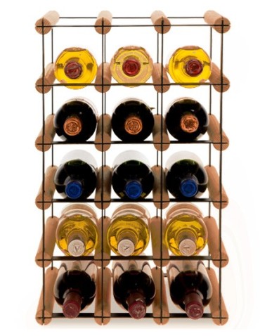 Regały - Stojak na 15 Butelek Szklanych/ PET — RW-8/ 3x5 — Brązowy - product 6