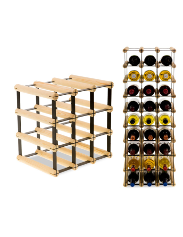 Stojak na 9 Butelek Szklanych/ PET — RW-8/ 3x3 — Surowy