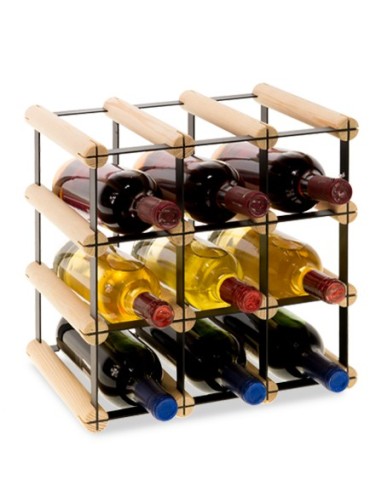 Regały - Stojak na 9 Butelek Szklanych/ PET — RW-8/ 3x3 — Surowy - product 5