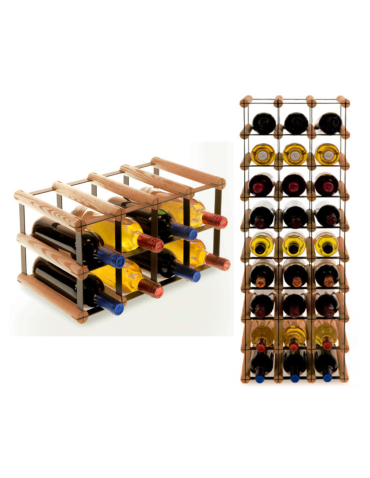 Stojak na 8 Butelek Szklanych/ PET — RW-8/ 4x2 — Brązowy