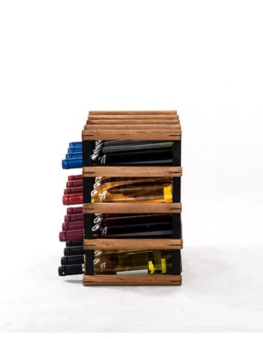 Regały - Stojak na 16 Butelek Szklanych/ PET — RW-8/ 4x4 — Brązowy - product 3