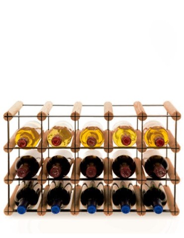 Regały - Stojak na 15 Butelek Szklanych/ PET — RW-8/ 5x3 — Brązowy - product 4