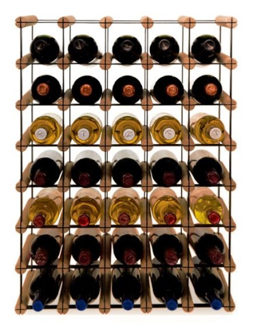 Regały - Stojak na 35 Butelek Szklanych/ PET — RW-8/ 5x7 — Brązowy - product 5