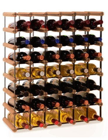 Regały - Stojak na 42 Butelki Szklane/ PET — RW-8/ 6x7 — Brązowy - produkt 5