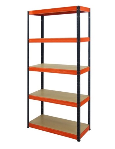 Regały - Regał Helios 213x090x50 cm 5 półek/275kg Czarno-Pomarańczowy - produkt 10