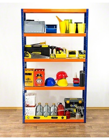 Regały - Regał Helios 213x100x45 cm 5 półek/275kg Czarno-Pomarańczowy - product 3