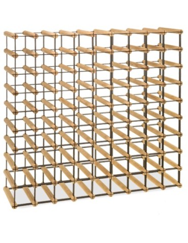 Regały - Stojak na 81 Butelek Szklanych/ PET — RW-8/ 9x9 — Naturalny - produkt 2