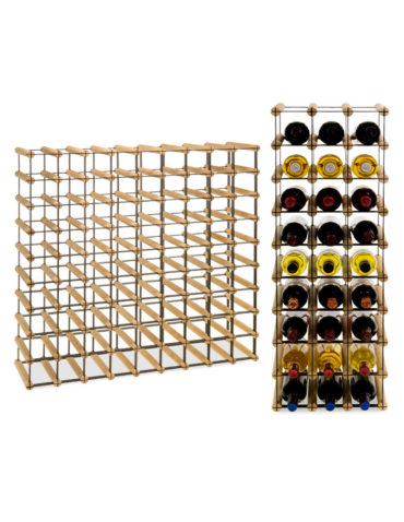 Stojak na 81 Butelek Szklanych/ PET — RW-8/ 9x9 — Naturalny