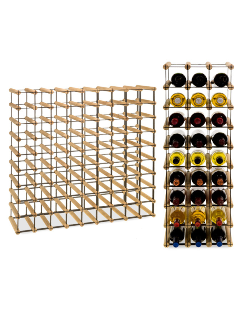 Regały - Stojak na 81 Butelek Szklanych/ PET — RW-8/ 9x9 — Naturalny - product b2b.wamar.biz 1