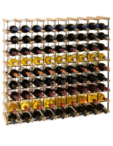 Regały - Stojak na 81 Butelek Szklanych/ PET — RW-8/ 9x9 — Naturalny - produkt 6