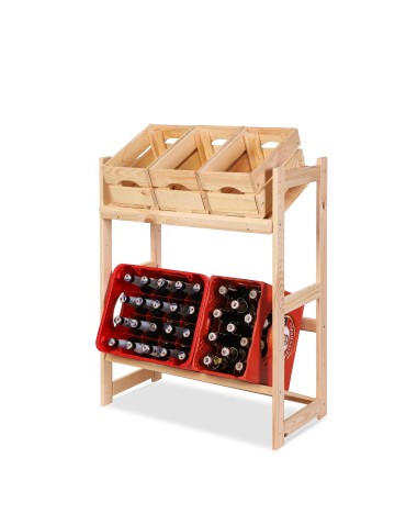 Regał drewniany na skrzynki LSR 2 półki na skrzynie Naturalny - produkt 2