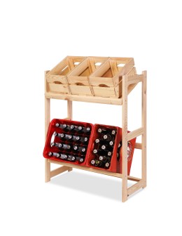 Regał drewniany na skrzynki LSR 2 półki na skrzynie Naturalny - product 2