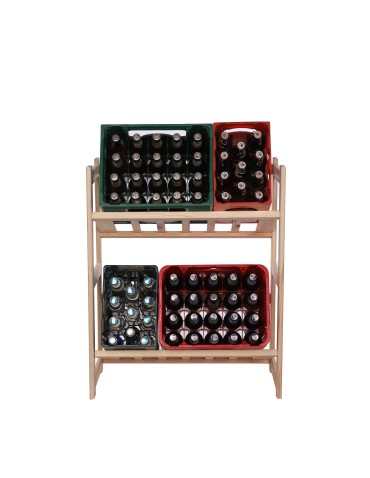 Regały - Regał drewniany na skrzynki LSR 2 półki na skrzynie Naturalny - produkt 6