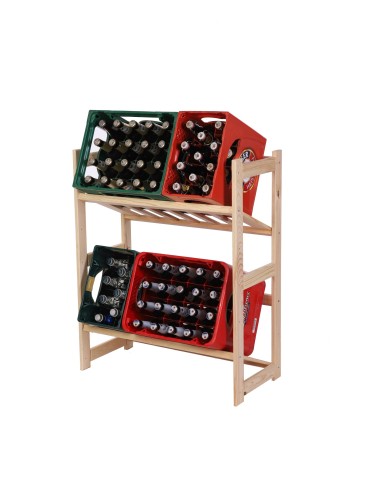 Regały - Regał drewniany na skrzynki LSR 2 półki na skrzynie Naturalny - produkt 7