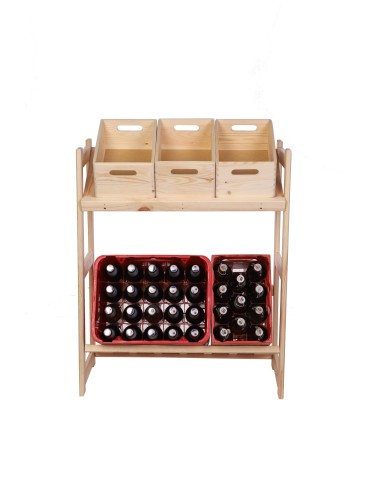 Regały - Regał drewniany na skrzynki LSR 2 półki na skrzynie Naturalny - produkt 10