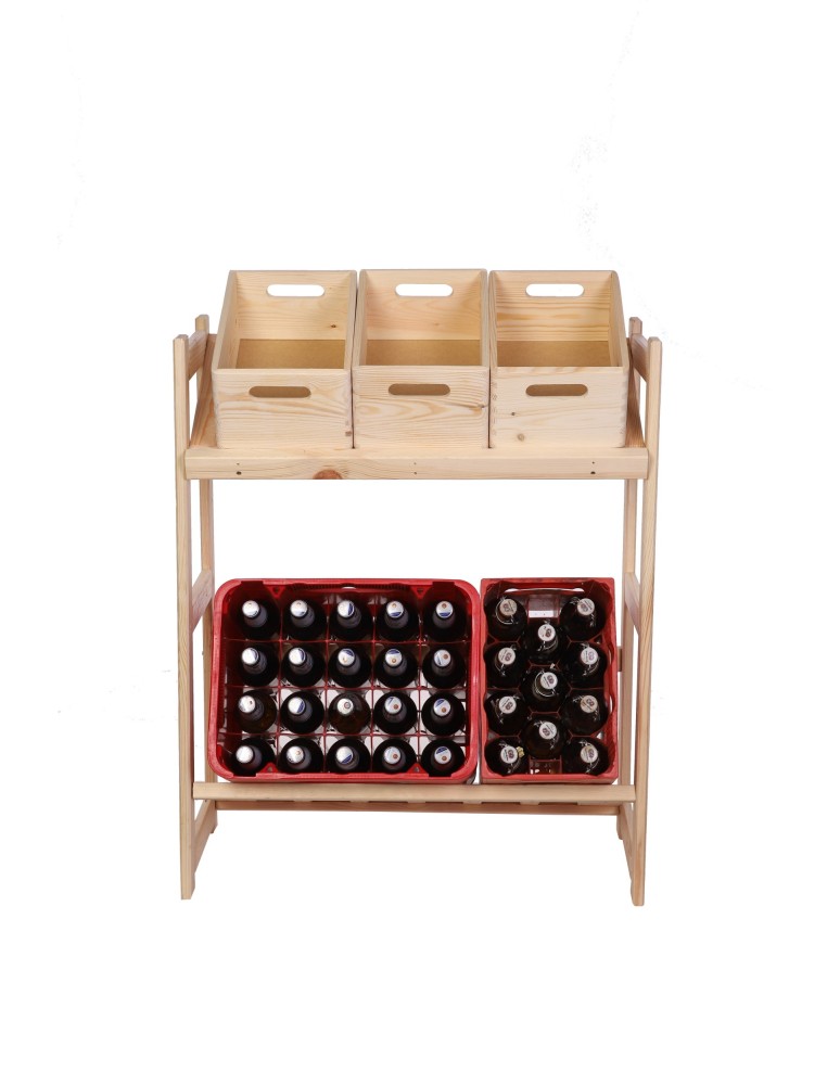 Regały - Regał drewniany na skrzynki LSR 2 półki na skrzynie Naturalny - produkt b2b.wamar.biz 10