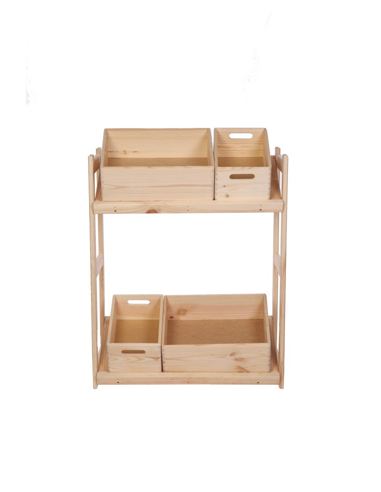 Regały - Regał drewniany na skrzynki LSR 2 półki na skrzynie Naturalny - produkt b2b.wamar.biz 14