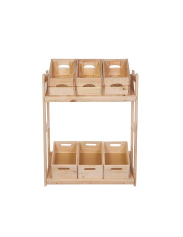 Regały - Regał drewniany na skrzynki LSR 2 półki na skrzynie Naturalny - produkt 15