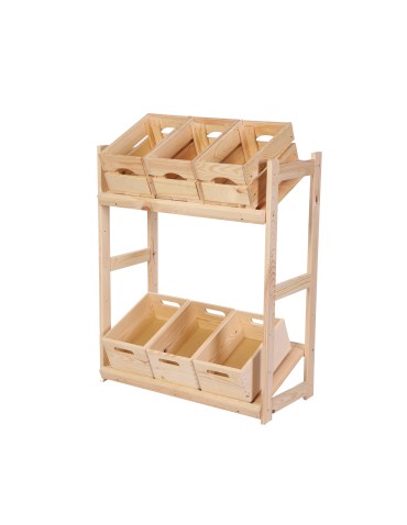 Regały - Regał drewniany na skrzynki LSR 2 półki na skrzynie Naturalny - produkt 18