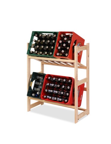 Regały - Regał drewniany na skrzynki LSR 2 półki na skrzynie Naturalny - produkt 22