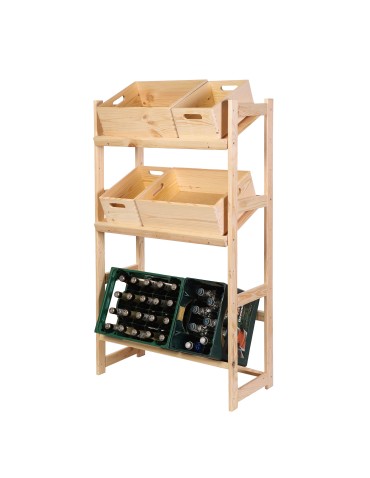 Regał drewniany na skrzynki LSR 3 półki na skrzynie Naturalny - produkt 2