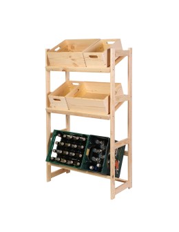 Regał drewniany na skrzynki LSR 3 półki na skrzynie Naturalny - product 2