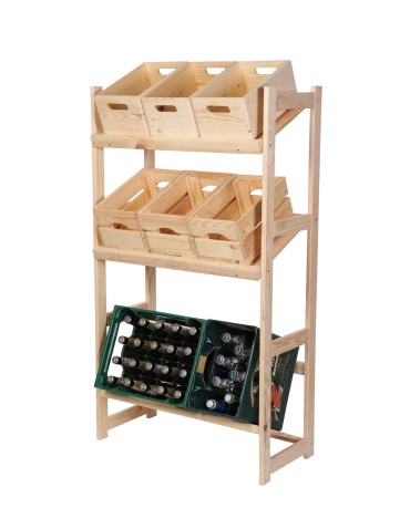 Regały - Regał drewniany na skrzynki LSR 3 półki na skrzynie Naturalny - produkt 5