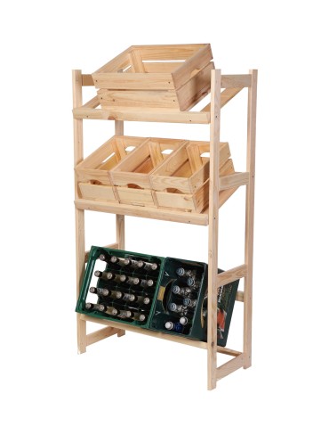 Regały - Regał drewniany na skrzynki LSR 3 półki na skrzynie Naturalny - produkt 6