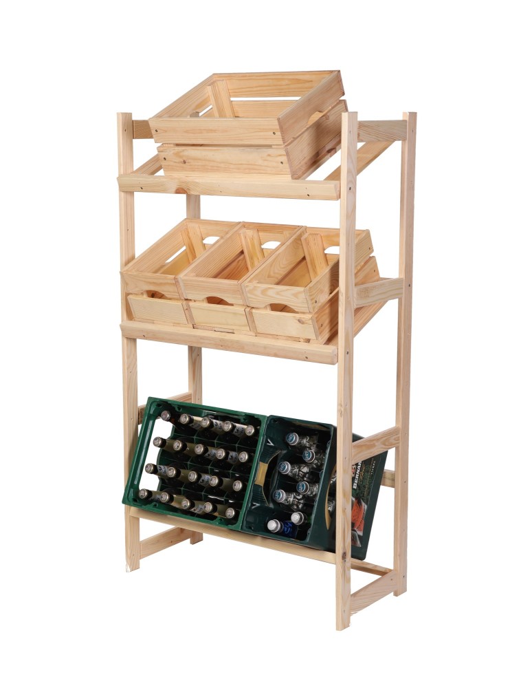 Regały - Regał drewniany na skrzynki LSR 3 półki na skrzynie Naturalny - produkt b2b.wamar.biz 6