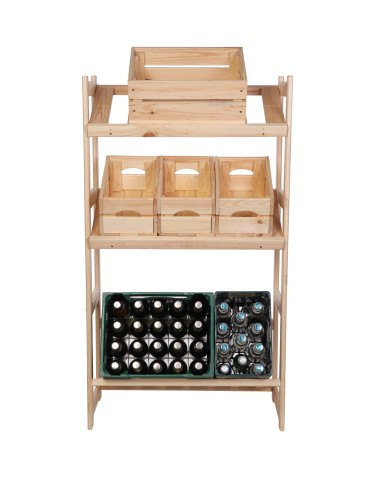 Regały - Regał drewniany na skrzynki LSR 3 półki na skrzynie Naturalny - produkt 7