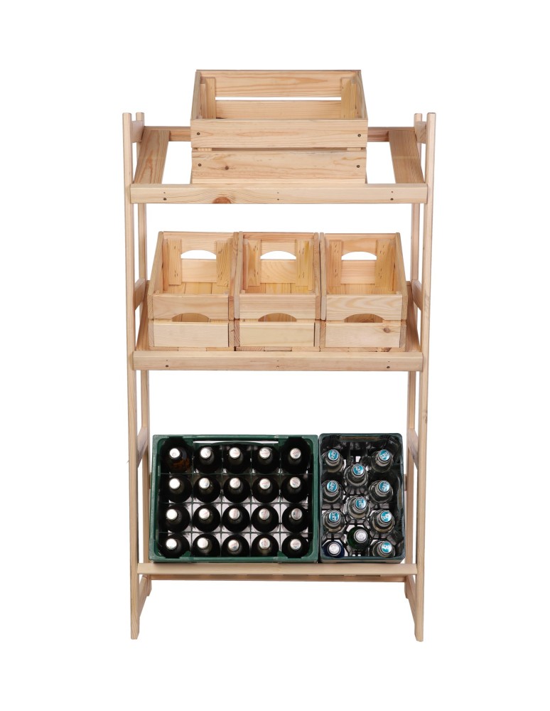 Regały - Regał drewniany na skrzynki LSR 3 półki na skrzynie Naturalny - produkt b2b.wamar.biz 7