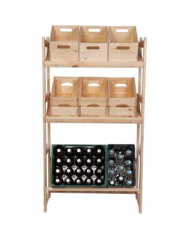 Regały - Regał drewniany na skrzynki LSR 3 półki na skrzynie Naturalny - produkt 8