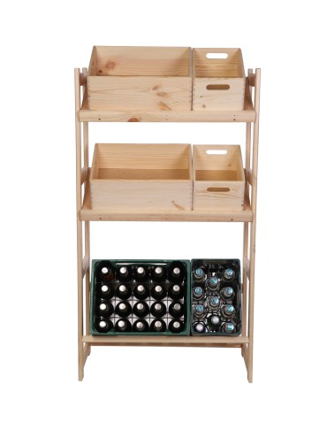 Regały - Regał drewniany na skrzynki LSR 3 półki na skrzynie Naturalny - produkt 9