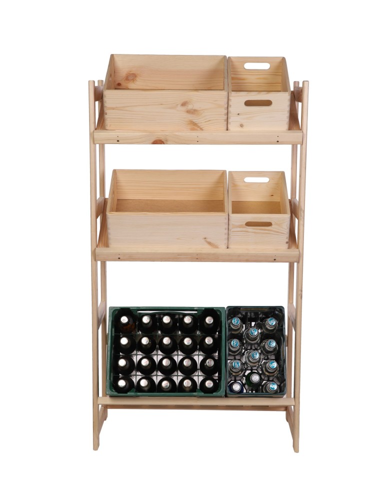 Regały - Regał drewniany na skrzynki LSR 3 półki na skrzynie Naturalny - produkt b2b.wamar.biz 9