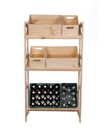 Regały - Regał drewniany na skrzynki LSR 3 półki na skrzynie Naturalny - produkt 10