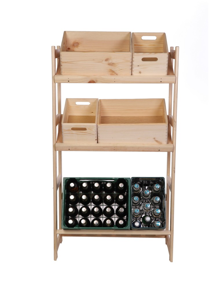 Regały - Regał drewniany na skrzynki LSR 3 półki na skrzynie Naturalny - produkt b2b.wamar.biz 10