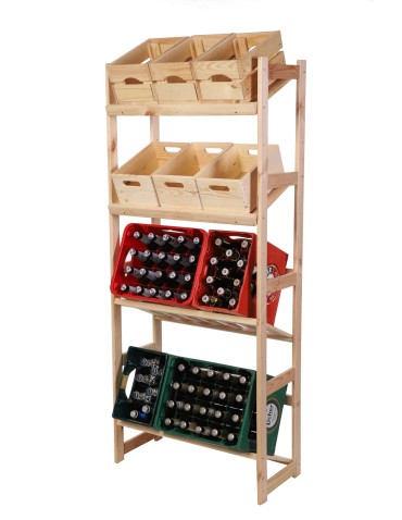 Regał drewniany na skrzynki LSR 4 półki na skrzynie Naturalny - product 2