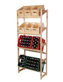 Regał drewniany na skrzynki LSR 4 półki na skrzynie Naturalny - product 2