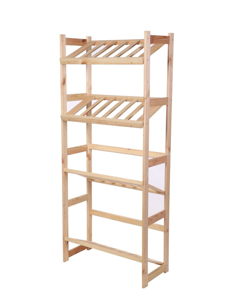 Regały - Regał drewniany na skrzynki LSR 4 półki na skrzynie Naturalny - product b2b.wamar.biz 3