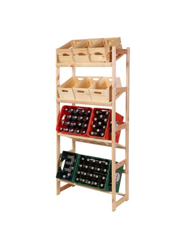 Regały - Regał drewniany na skrzynki LSR 4 półki na skrzynie Naturalny - product 4