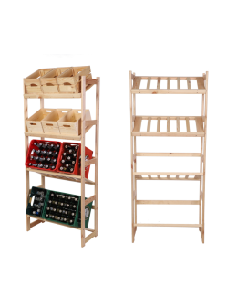 Regał drewniany na skrzynki LSR 4 półki na skrzynie Naturalny