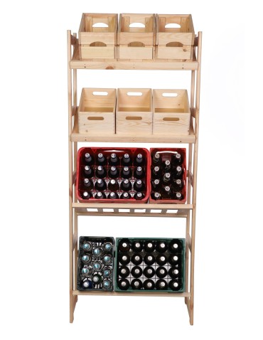 Regały - Regał drewniany na skrzynki LSR 4 półki na skrzynie Naturalny - product 8