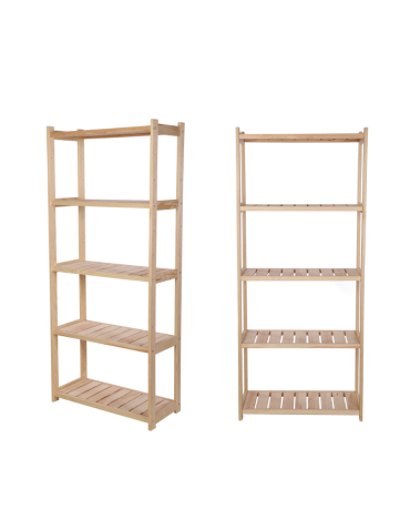 Regał drewniany do spiżarni LSR 5 półek prostych Naturalny