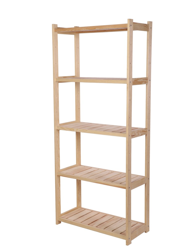 Regały - Regał drewniany do spiżarni LSR 5 półek prostych Naturalny - product b2b.wamar.biz 4