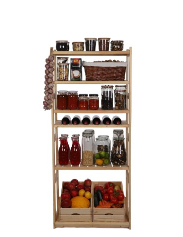Regały - Regał drewniany do spiżarni LSR P4W1S1 Naturalny - product 4