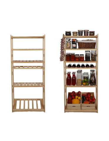 Regał drewniany do spiżarni LSR P4W1S1 Naturalny