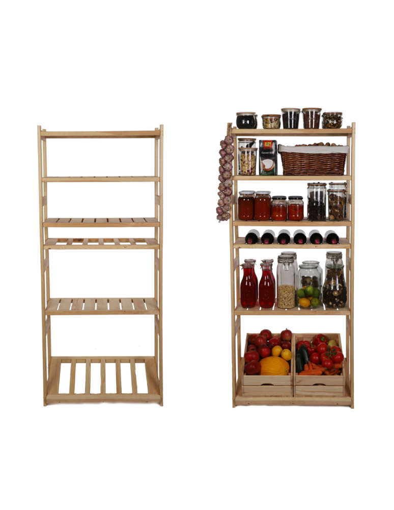 Regały - Regał drewniany do spiżarni LSR P4W1S1 Naturalny - product b2b.wamar.biz 1