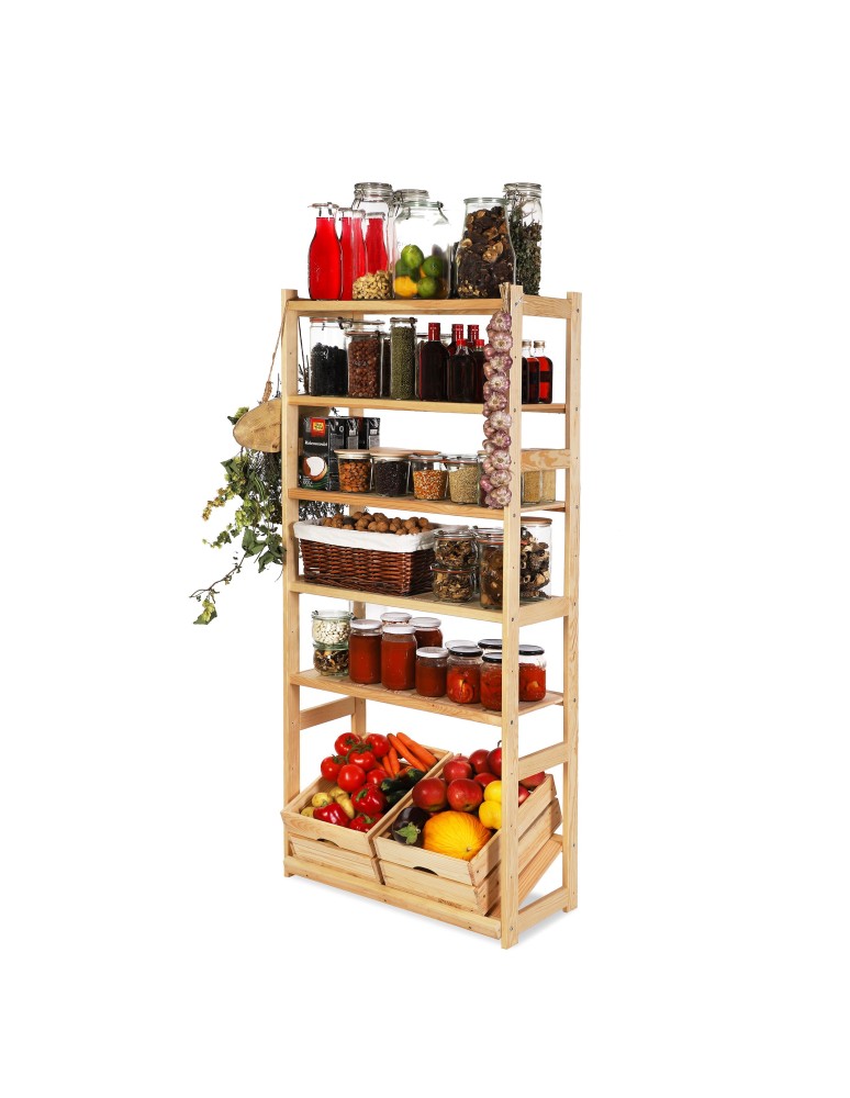 Regały - Regał drewniany do spiżarni LSR P500S1 Naturalny - produkt b2b.wamar.biz 2