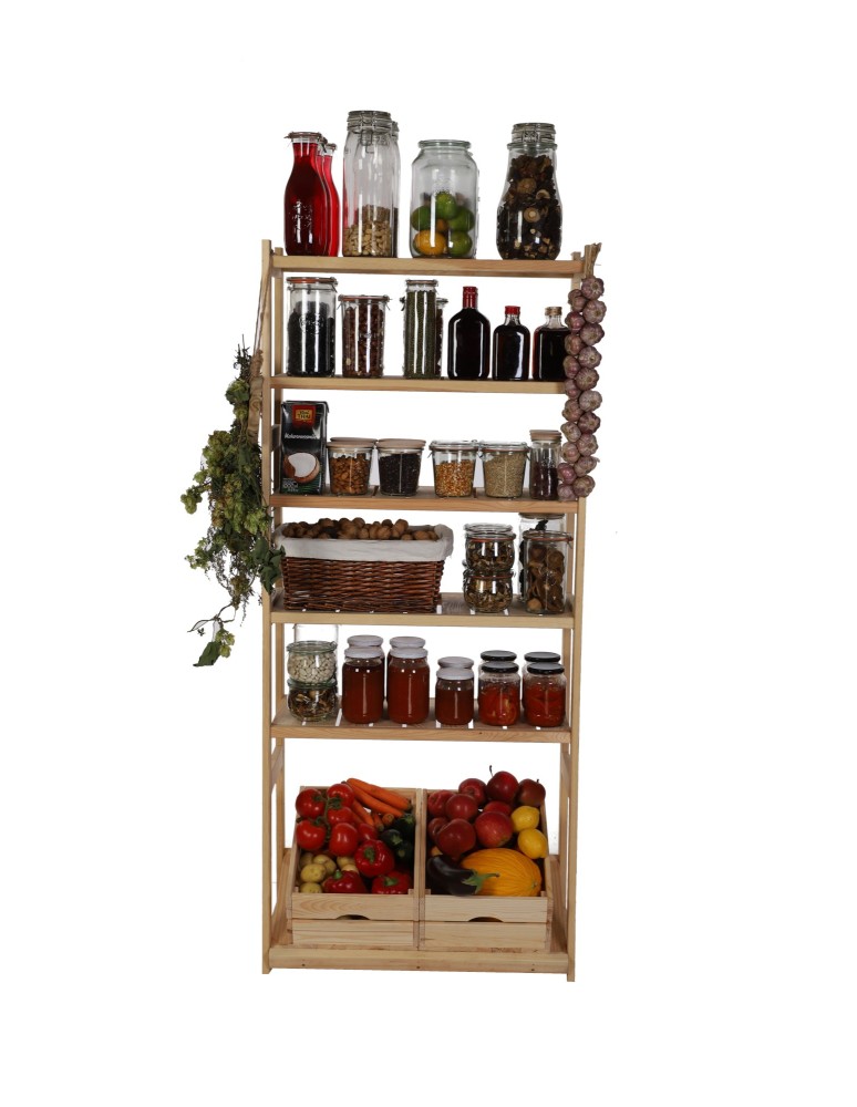 Regały - Regał drewniany do spiżarni LSR P500S1 Naturalny - produkt b2b.wamar.biz 4